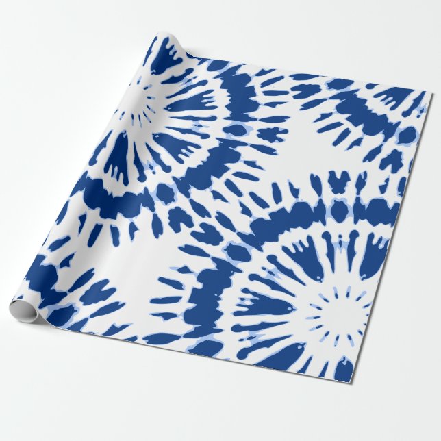 Indigo Blue Tie Dye Wrapping Paper (Unrolled)