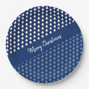 Indigo Blue Tree Watercolor Art Paper Plates