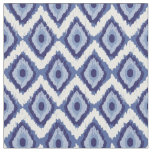 Indigo Blue Tribal Ikat Diamond White Chevron Fabric