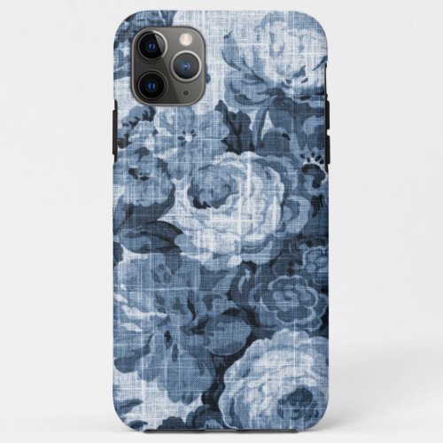 Indigo Blue Vintage Floral Toile iPhone 11 Pro Max Case