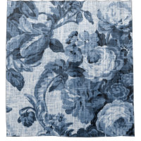 Toile Fabric-Blue Flowers - Farmhouse Wares