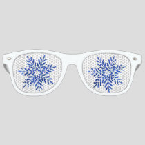 Indigo Blue Watercolor Abstract Snowflake Retro Sunglasses