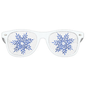 Indigo Blue Watercolor Abstract Snowflake Retro Sunglasses
