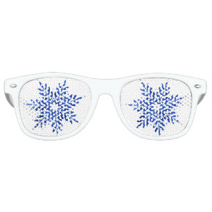 Indigo Blue Watercolor Abstract Snowflake Retro Sunglasses