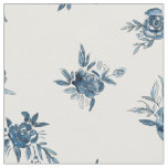 Indigo blue watercolor flower pattern fabric