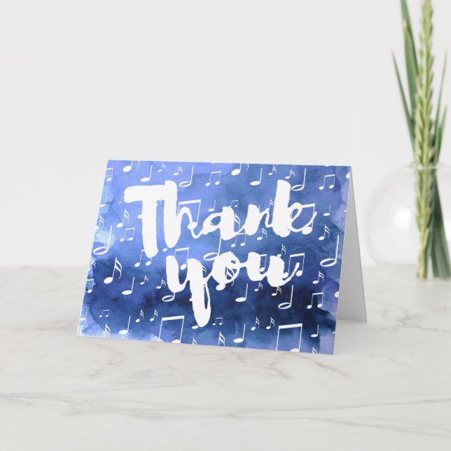 indigo blue watercolor music thank you (Front)