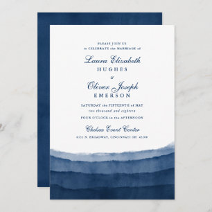 Indigo Blue Watercolor Wedding Invitations