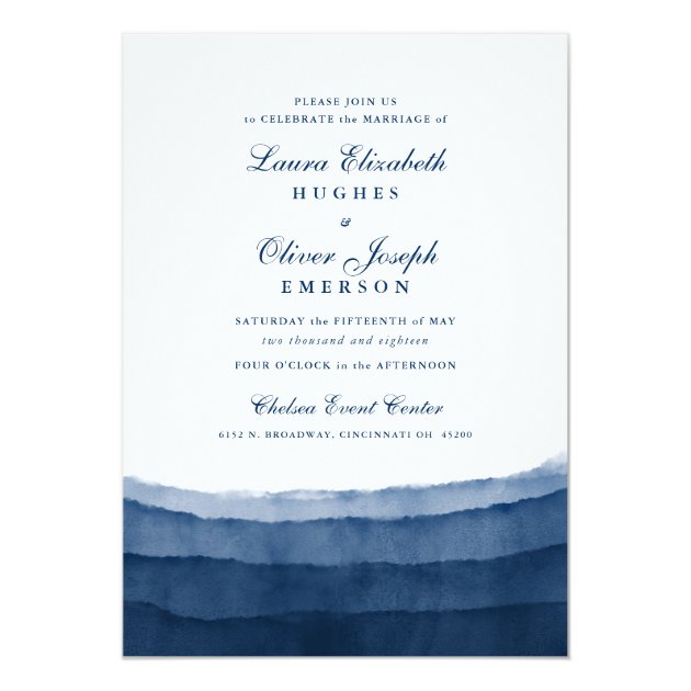Indigo Blue Watercolor Wedding Invitations