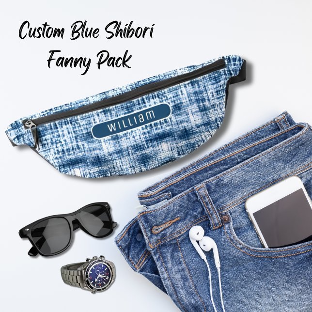 Indigo Blue & White Shibori Pattern Cool Teens Fanny Pack (Creator Uploaded)