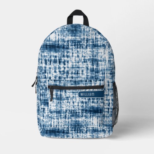 Indigo Blue  White Shibori Pattern Cool Teens Printed Backpack