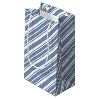Indigo Blue, White Ticking Striped Small Gift Bag