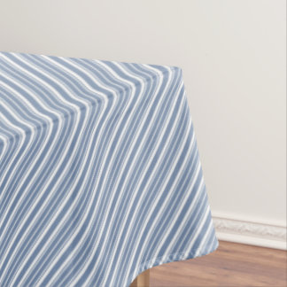 Indigo Blue, White Ticking Stripes Tablecloth