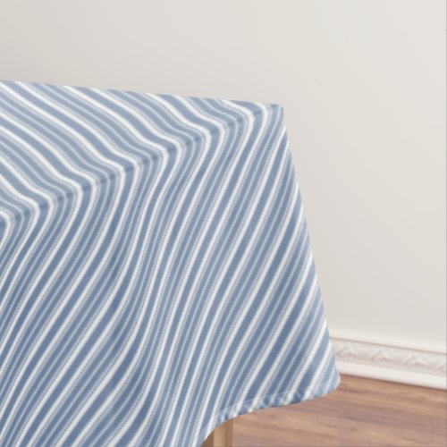 Indigo Blue White Ticking Stripes Tablecloth