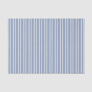 Indigo Blue White Ticking Stripes Tissue Paper