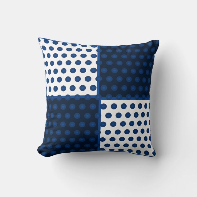 Indigo blues spots on blue and white throw pillow (Front)