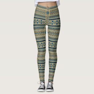 Indigo Bogolanfini Stride: The Mali Blue & Yellow  Leggings