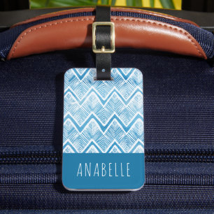 Indigo Boho Chevron Monogrammed Luggage Tag