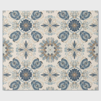 Indigo Boho Floral Mandalas  Wrapping Paper