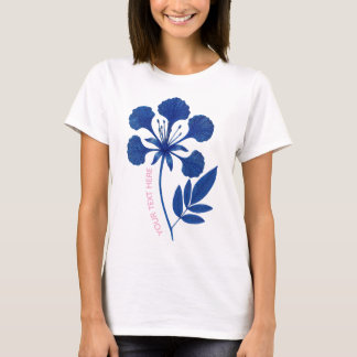 Indigo Botanical Flower T-shirt CUSTOMIZABLE