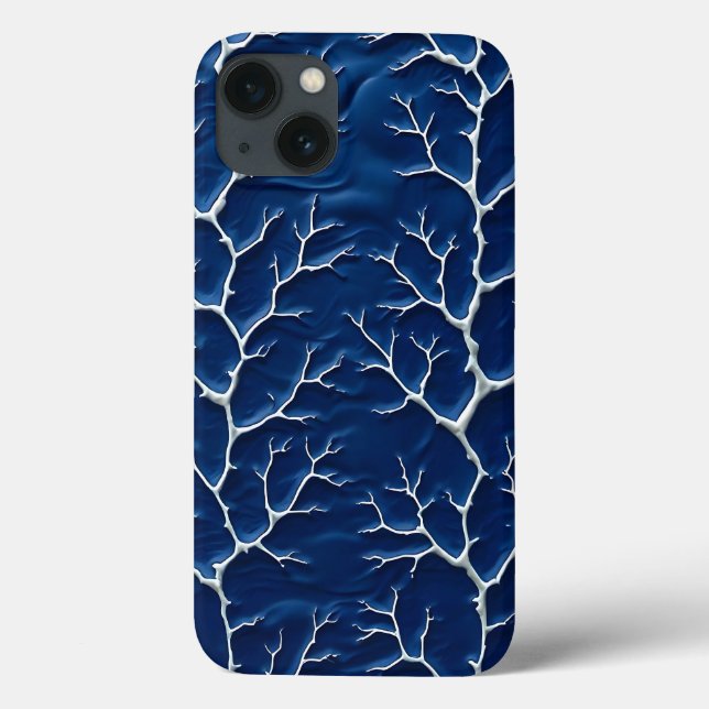 Indigo Branch Texture iPhone Case Design (Back)
