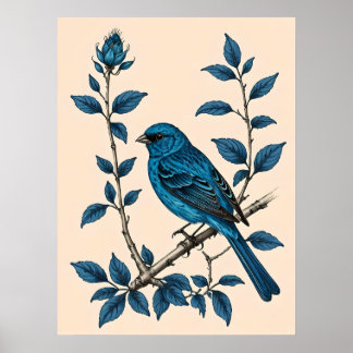 Indigo Bunting Bliss - A Song of Colors Poster