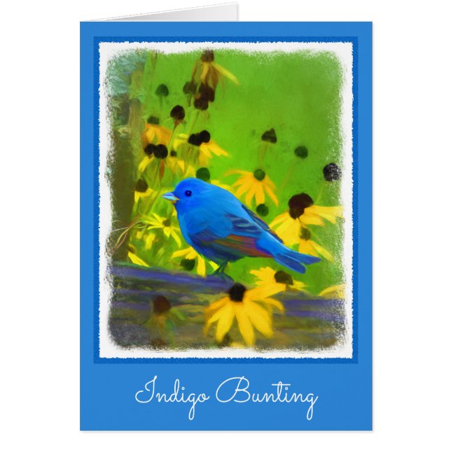 Indigo Bunting Painting - Original Bird Art (Front)