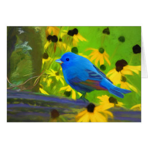 Indigo Bunting Painting - Original Bird Art Cards
