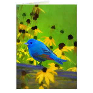 Indigo Bunting Painting - Original Bird Art Cards