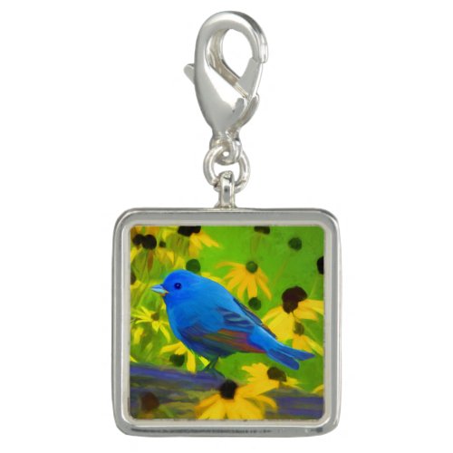 Indigo Bunting Painting _ Original Bird Art Charm