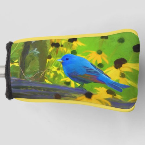 Indigo Bunting Painting _ Original Bird Art Golf Head Cover