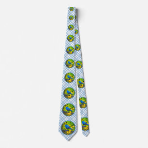 Indigo Bunting Painting - Original Bird Art Neck Tie