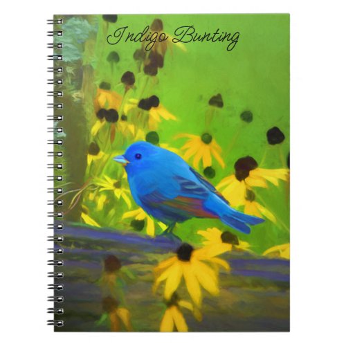 Indigo Bunting Painting _ Original Bird Art Notebook