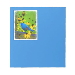 Indigo Bunting Painting - Original Bird Art Notepad