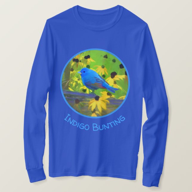 Indigo Bunting Painting - Original Bird Art T-Shirt (Design Front)