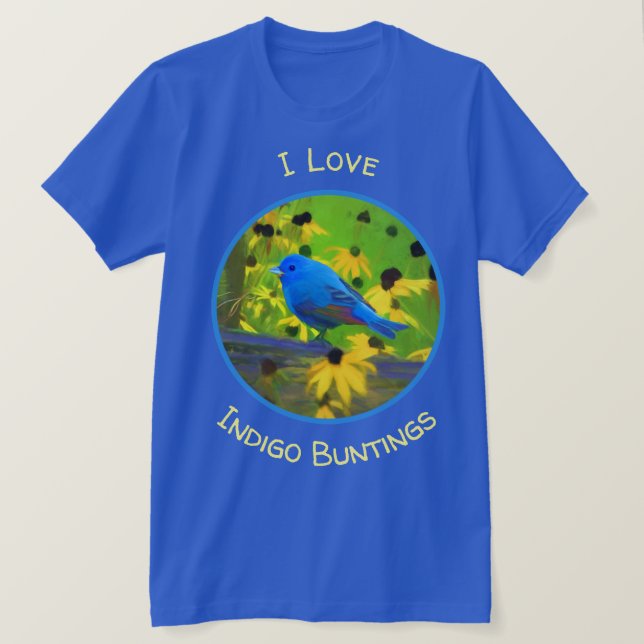 Indigo Bunting Painting - Original Bird Art T-Shirt (Design Front)