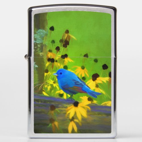 Indigo Bunting Painting _ Original Bird Art Zippo Lighter