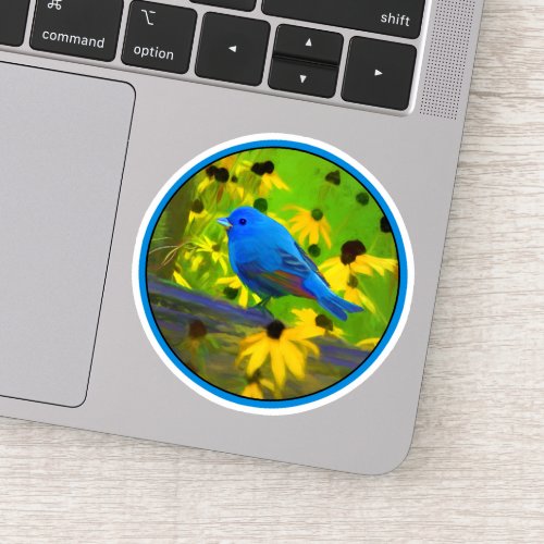 Indigo Bunting Painting _ Original Wild Bird Art Sticker