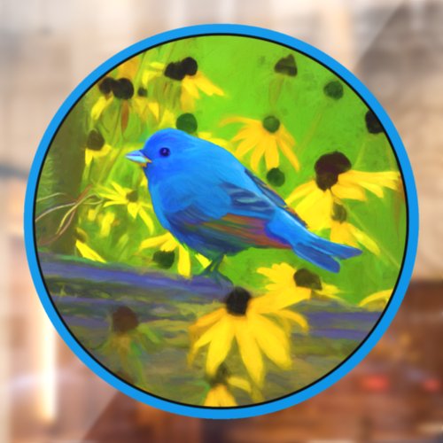 Indigo Bunting Painting _ Original Wild Bird Art Window Cling