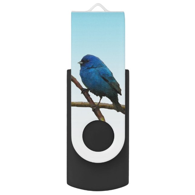 Indigo Bunting Swivel USB 2.0 Flash Drive (Front Vertical)