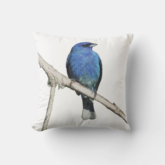 indigo bunting throw pillow (Front)
