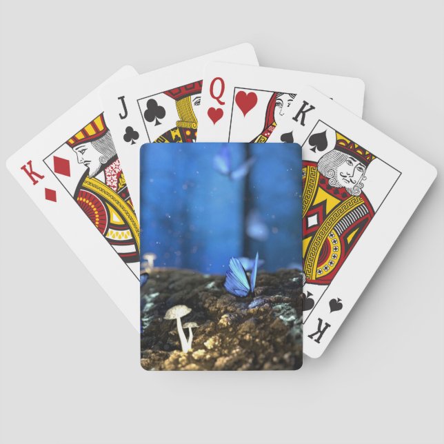 Indigo Butterfly and Mushroom Forest Bicycle Playi Poker Cards (Back)
