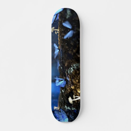 Indigo Butterfly and Mushroom Forest Skateboard