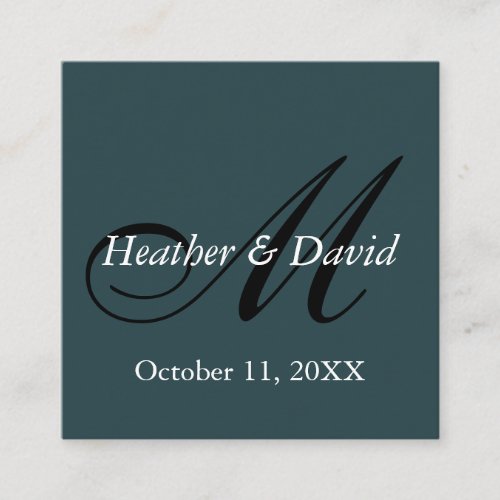 Indigo Color Stylish Cute Monogram Wedding Enclosure Card