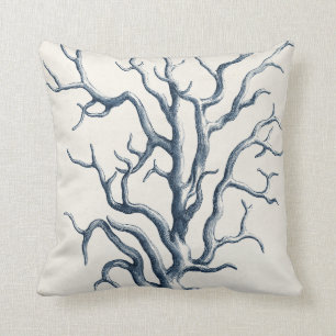 Indigo Coral Throw Pillow
