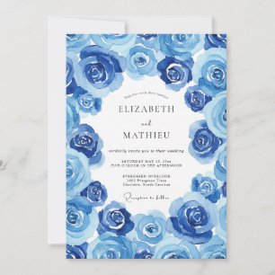 Indigo Cornflower Bloom Wedding Invitation
