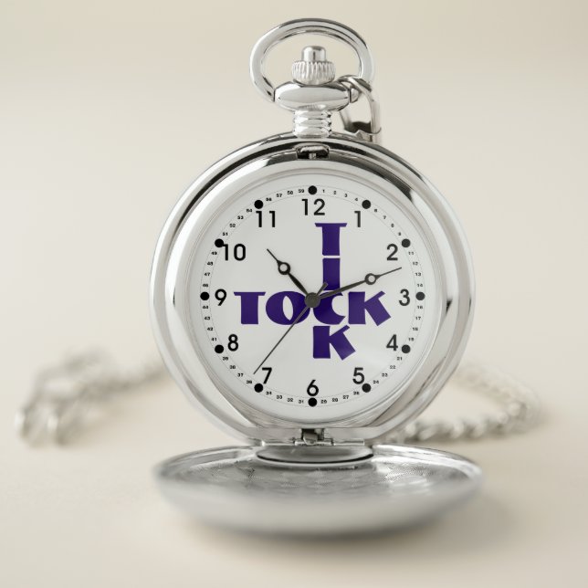 Indigo Crossword Tick Tock Text Pocket Watch (Inside)