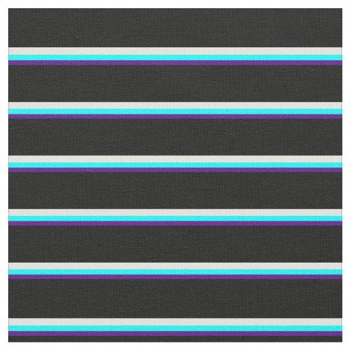 Indigo, Cyan, Light Cyan & Black Colored Stripes Fabric