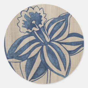 Indigo Daffodil Classic Round Sticker