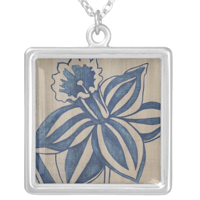 Indigo Daffodil Silver Plated Necklace (Front)
