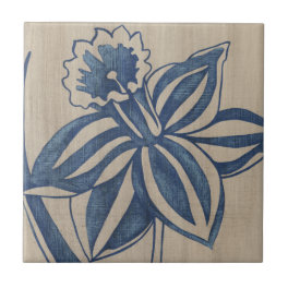 Indigo Daffodil Tile
